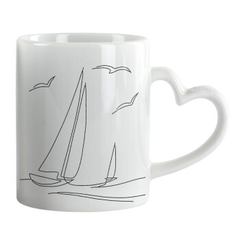 Sailing, Mug heart handle, ceramic, 330ml