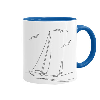 Ιστιοπλοΐα Sailing, Κούπα χρωματιστή μπλε, κεραμική, 330ml