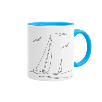 Ιστιοπλοΐα Sailing, Κούπα χρωματιστή γαλάζια, κεραμική, 330ml