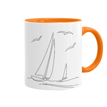 Sailing, Mug colored orange, ceramic, 330ml