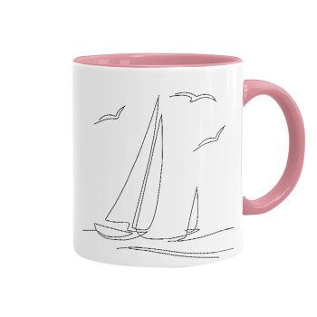 Sailing, Mug colored pink, ceramic, 330ml