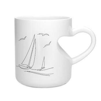 Sailing, Κούπα καρδιά λευκή, κεραμική, 330ml