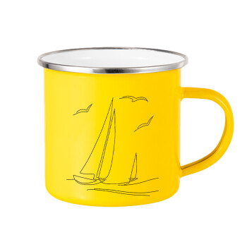 Ιστιοπλοΐα Sailing, Κούπα Μεταλλική εμαγιέ Κίτρινη 360ml