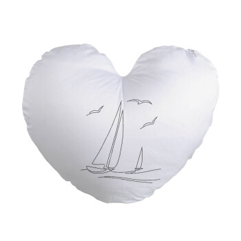 Ιστιοπλοΐα Sailing, Μαξιλάρι καναπέ καρδιά 40x40cm περιέχεται το  γέμισμα