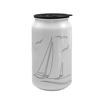 Ιστιοπλοΐα Sailing, Κούπα ταξιδιού μεταλλική με καπάκι (tin-can) 500ml