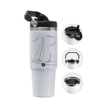 Sailing, 30oz stainless Steel Tumbler with Handle
