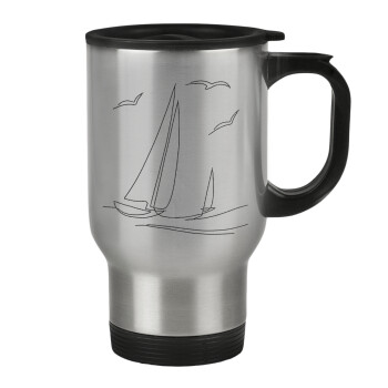Sailing, Stainless steel travel mug with lid, double wall 450ml