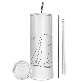 Sailing, Tumbler stainless steel 600ml, with metal straw & cleaning brush