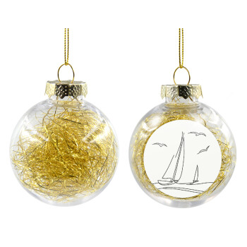 Ιστιοπλοΐα Sailing, Χριστουγεννιάτικη μπάλα δένδρου διάφανη με χρυσό γέμισμα 8cm