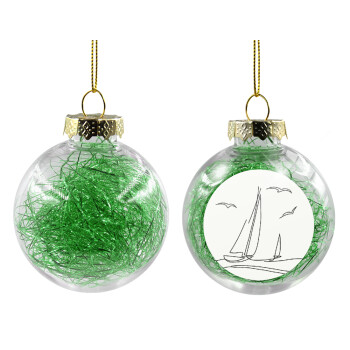 Ιστιοπλοΐα Sailing, Χριστουγεννιάτικη μπάλα δένδρου διάφανη με πράσινο γέμισμα 8cm