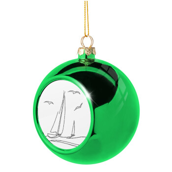 Ιστιοπλοΐα Sailing, Χριστουγεννιάτικη μπάλα δένδρου Πράσινη 8cm