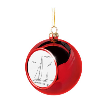 Ιστιοπλοΐα Sailing, Χριστουγεννιάτικη μπάλα δένδρου Κόκκινη 8cm