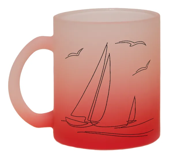 Sailing — Two-tone glass mug with matte red base, 330ml