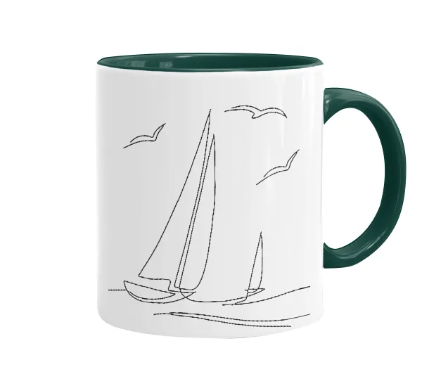 Sailing — Mug colored green, ceramic, 330ml