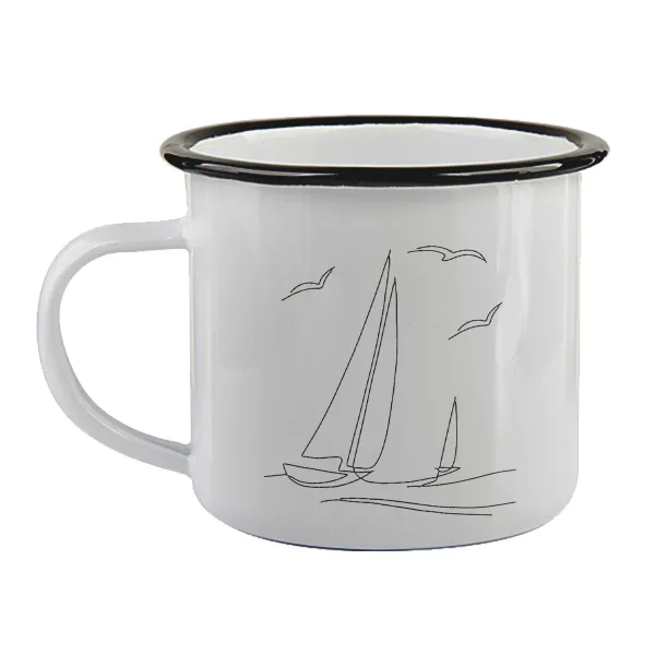 Sailing — Enamel mug with black rim, 360ml
