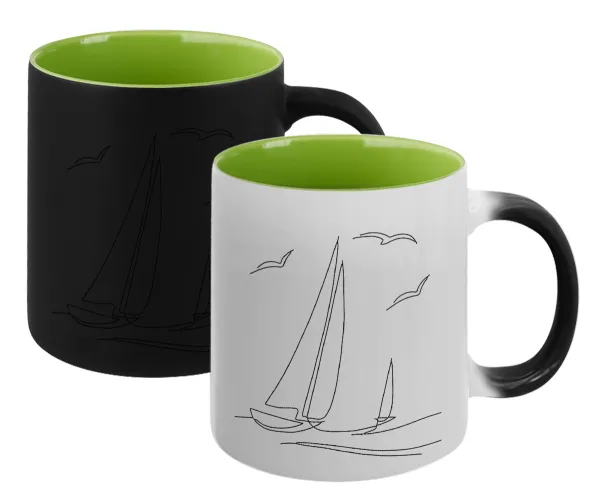 Sailing — Magic mug with green interior, ceramic, 330ml, changes colour with hot drinks