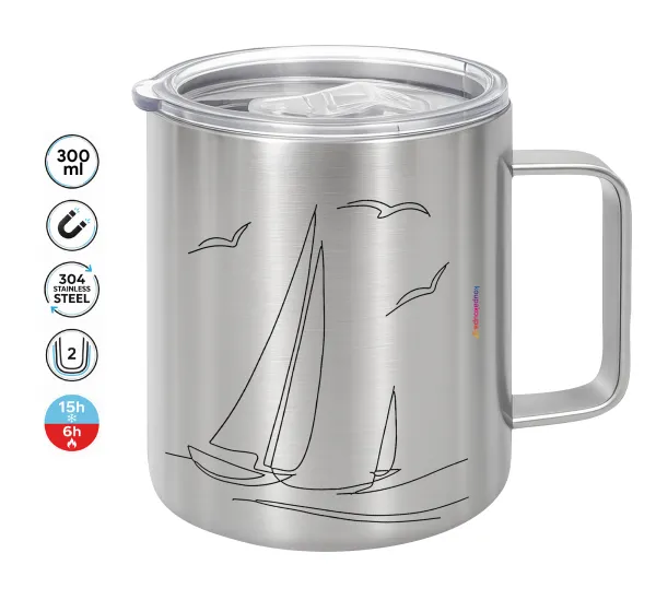 Sailing — Double-walled stainless steel mug 300ml with temperature-retaining lid