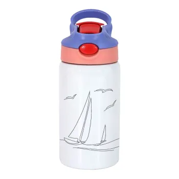 Ιστιοπλοΐα Sailing, Παιδικό παγούρι θερμό, ανοξείδωτο, με καλαμάκι ασφαλείας, ροζ/μωβ (350ml)