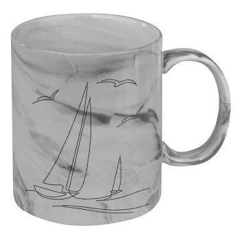 Ιστιοπλοΐα Sailing, Κούπα κεραμική, marble style (μάρμαρο), 330ml