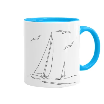 Sailing, Mug colored light blue, ceramic, 330ml