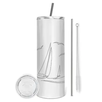 Sailing, Tumbler stainless steel 600ml, with metal straw & cleaning brush