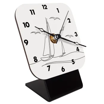 Sailing, Quartz Wooden table clock with hands (10cm)
