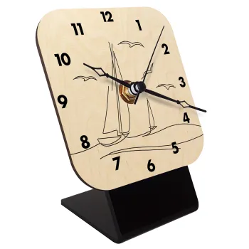Ιστιοπλοΐα Sailing, Επιτραπέζιο ρολόι σε φυσικό ξύλο (10cm)