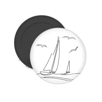 Sailing, Μαγνητάκι ψυγείου στρογγυλό διάστασης 5cm