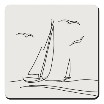 Sailing, Τετράγωνο μαγνητάκι ξύλινο 9x9cm
