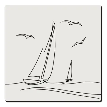 Sailing, Τετράγωνο μαγνητάκι ξύλινο 6x6cm