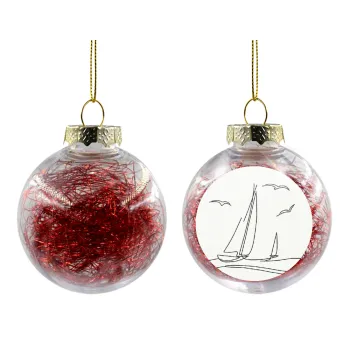 Sailing, Transparent Christmas tree ball ornament with red filling 8cm