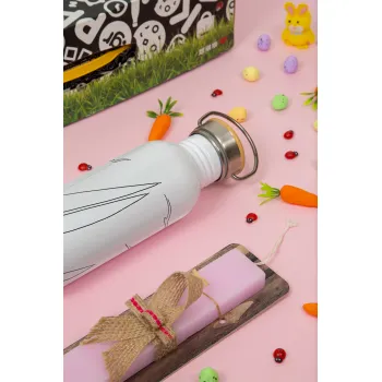 Sailing, Easter Set, SS Metallic water bottle (620ml, stainless steel) & scented flat Easter candle (30cm) (PINK)