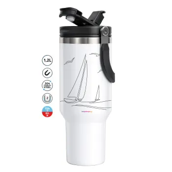 Ιστιοπλοΐα Sailing, Mega Tumbler με καπάκι, διπλού τοιχώματος (θερμό) 1,2L