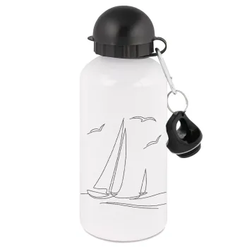 Sailing, Metal water bottle, White, aluminum 500ml