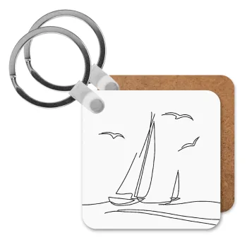 Ιστιοπλοΐα Sailing, Μπρελόκ Ξύλινο τετράγωνο MDF