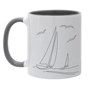 Ιστιοπλοΐα Sailing, Κούπα χρωματιστή γκρι, κεραμική, 330ml