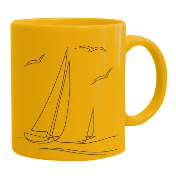 Sailing, Ceramic coffee mug yellow, 330ml