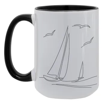 Sailing, Κούπα Mega 15oz, κεραμική Μαύρη, 450ml