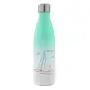 Μεταλλικό παγούρι θερμός Πράσινο/Λευκό (Stainless steel), διπλού τοιχώματος, 500ml