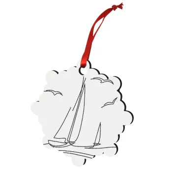 Ιστιοπλοΐα Sailing, Στολίδι Χριστουγεννιάτικο στολίδι snowflake ξύλινο 7.5cm