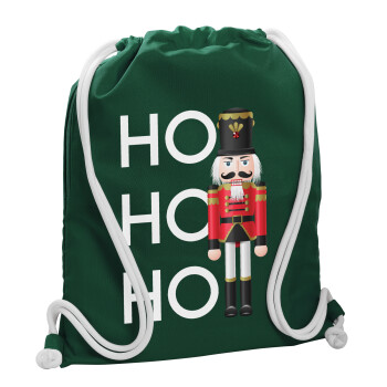 Nutcracker, Backpack pouch GYMBAG BOTTLE GREEN, with pocket (40x48cm) & thick white cords