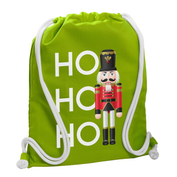 Nutcracker, Backpack bag GYMBAG LIME GREEN, with pocket (40x48cm) & thick cords