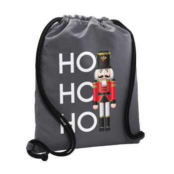 Nutcracker, Backpack pouch GYMBAG GREY, with pocket (40x48cm) & thick cords