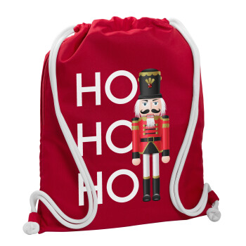 Nutcracker, Τσάντα πλάτης πουγκί GYMBAG Κόκκινη, με τσέπη (40x48cm) & χονδρά κορδόνια
