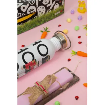 Μολυβένιος στρατιώτης, Πασχαλινή Λαμπάδα με παγούρι μεταλλικό (620ml, stainless steel) & κερί αρωματικό πλακέ (30cm) (ΡΟΖ)