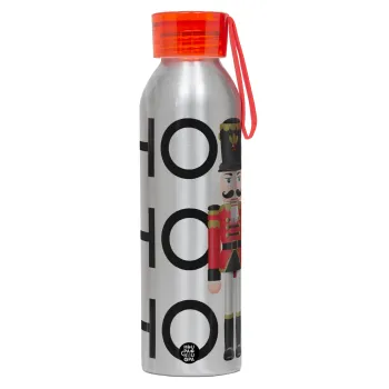 Μολυβένιος στρατιώτης, Αλουμινένιο Αθλητικό Μπουκάλι 650ml – Ασημί με Κόκκινο Καπάκι και Λουράκι Σιλικόνης