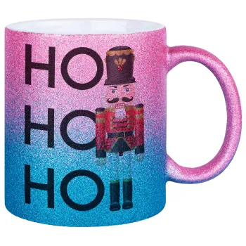 Nutcracker, Κούπα Χρυσή/Μπλε Glitter, κεραμική, 330ml