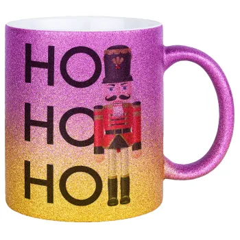 Nutcracker, Κούπα Χρυσή/Ροζ Glitter, κεραμική, 330ml