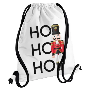 Μολυβένιος στρατιώτης, Τσάντα πλάτης πουγκί GYMBAG λευκή, με τσέπη (40x48cm) & χονδρά κορδόνια
