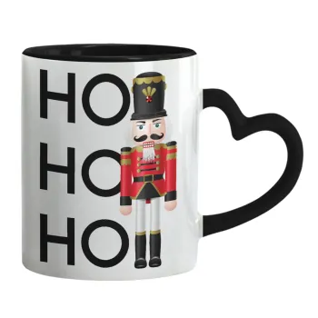 Nutcracker, Mug heart black handle, ceramic, 330ml